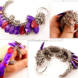 Bobby's steel pet dragon with red and purple scales