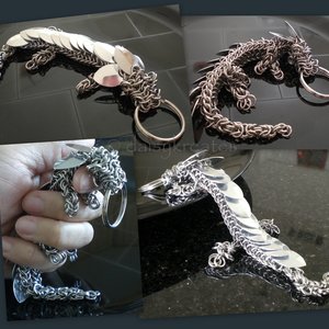 Chainmaille Pet Dragon Key Fob in all Stainless Steel Rings