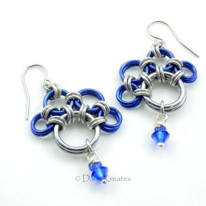 Blue Nose's PawPrints Earrings with Swarovski Crystal Bead Dangles