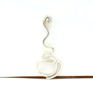 Sterling silver Coffee Cup ear climber with right handle