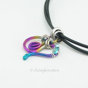 Multi-Color Forged Heart Pendant on Double-Strand Rubber Tube Necklace