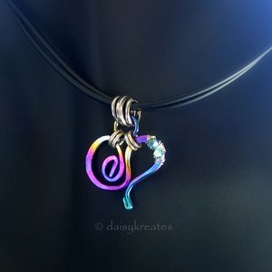 Multi-Color Forged Heart Pendant on Double-Strand Rubber Tube Necklace