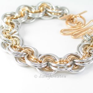 Chainmaille Gehenghiz Cohen weave in mixed metals