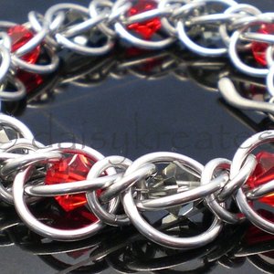 Half Persian 3 in 1 - Crystal Flannel Bracelet in Red and Grey