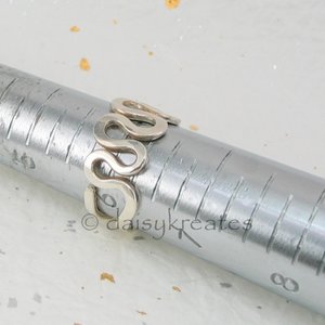 Sterling Silver Squiggle Finger Ring, adjustable up to size 7 with ease