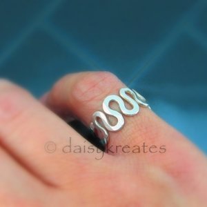 Sterling Silver Squiggle Ring, Adjustable from size 6.25