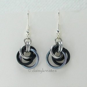 Petite Tea Rose Earrings in Black Ice Mix