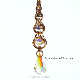 Golden Harvest Y necklace with Crystal clear AB focal drop bead