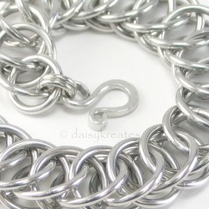 Classic and Bold Half Persian Chainmaille Bracelet in Bright Aluminum