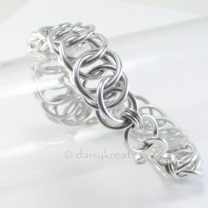 Classic and Bold Half Persian Chainmaille Bracelet in Bright Aluminum