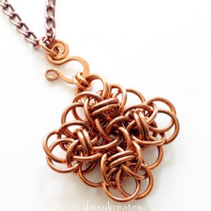 Copper Chainmaille Persephone Square Pendant