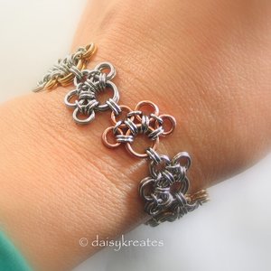 Annie's Petite Paw Prints Bracelet in Mixed Metals with Heart Clasp