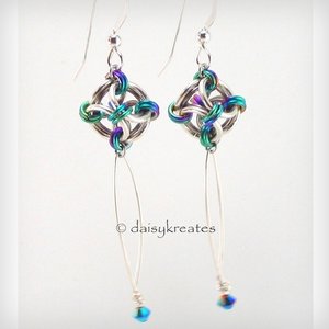 Lovely sterling silver Nox earrings with rainbow hightlights