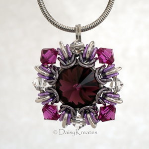 Purple Winter Carnival Square Pendant with optional stainless steel snake chain