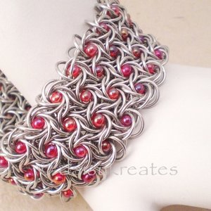 Test Product inline-edit Beaded Moorish Rose Chainmaille Cuff Bracelet
