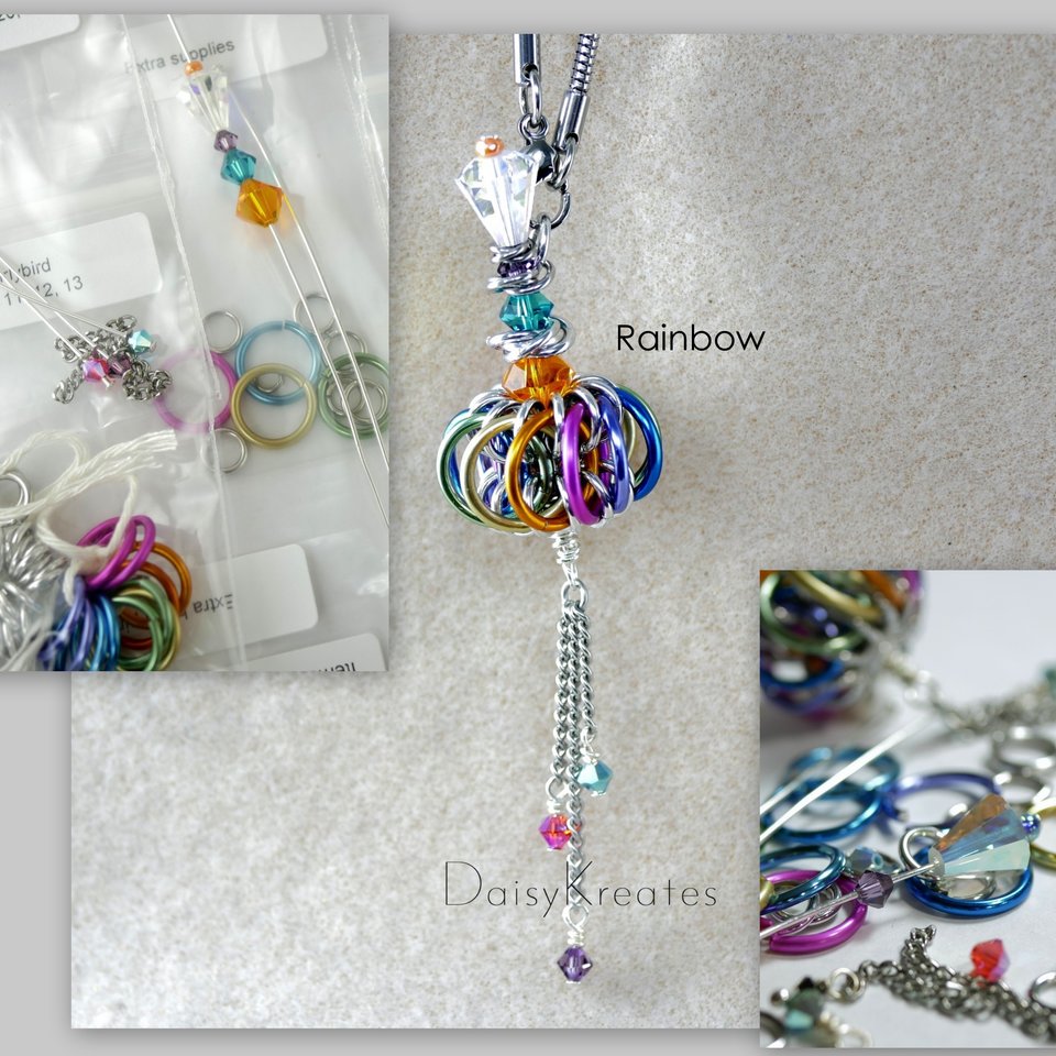 DIY Kit for Rainbow Genie Bottle Pendant, Version 1