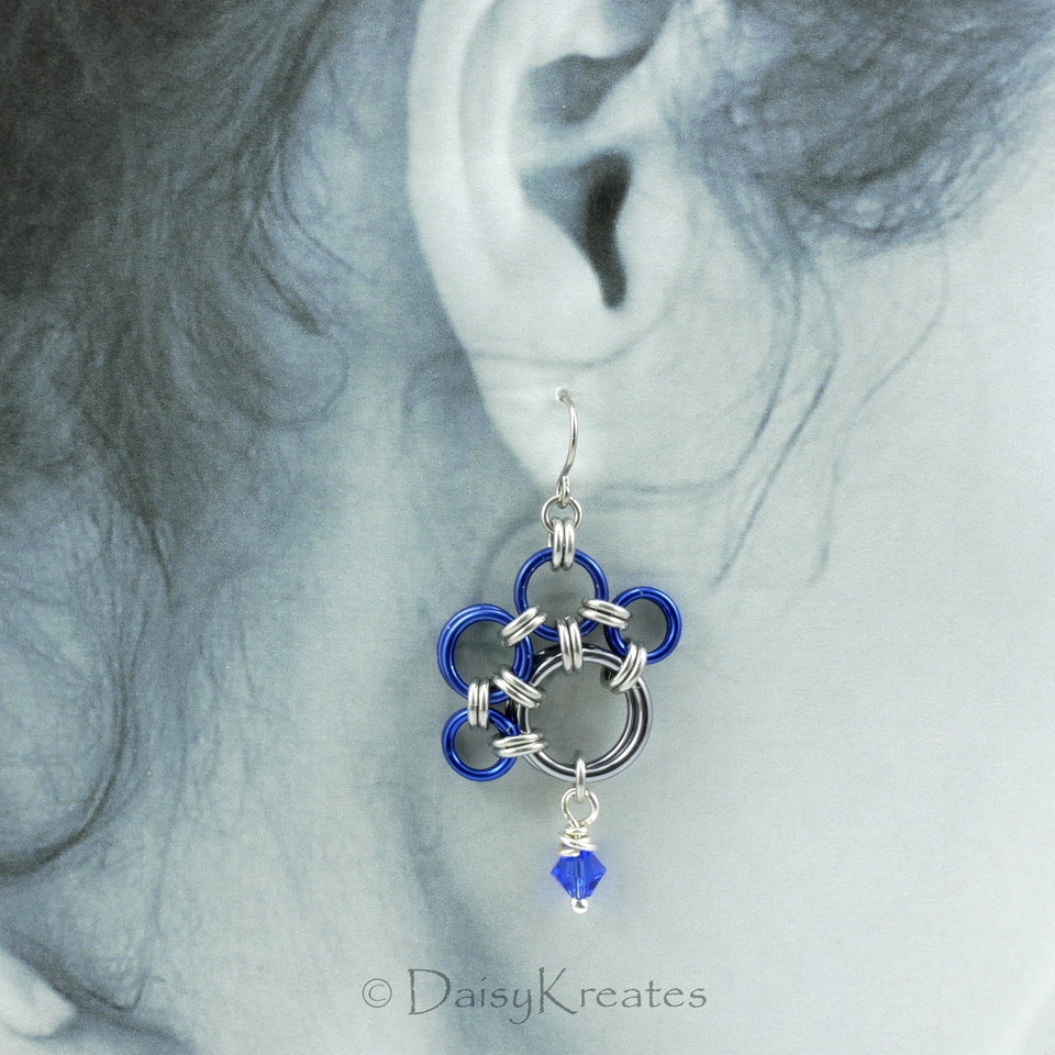 Blue Nose's PawPrints Earrings with Swarovski Crystal Bead Dangles