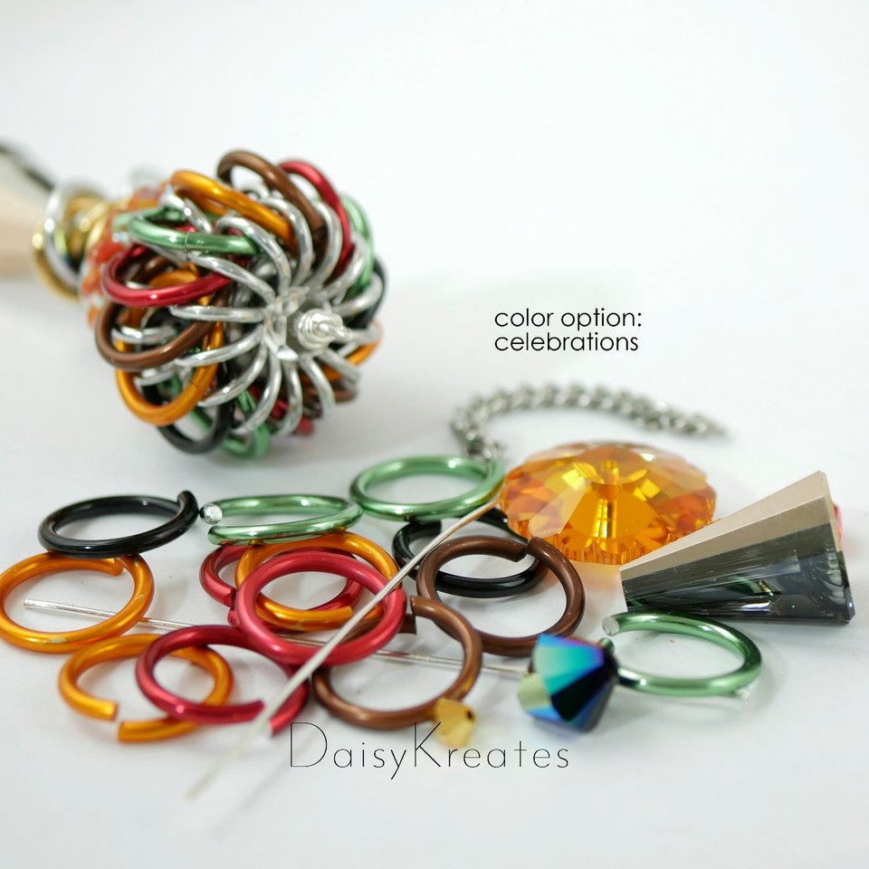 Fall colors for DIY kit large Artemis genie bottle pendant, Version 2