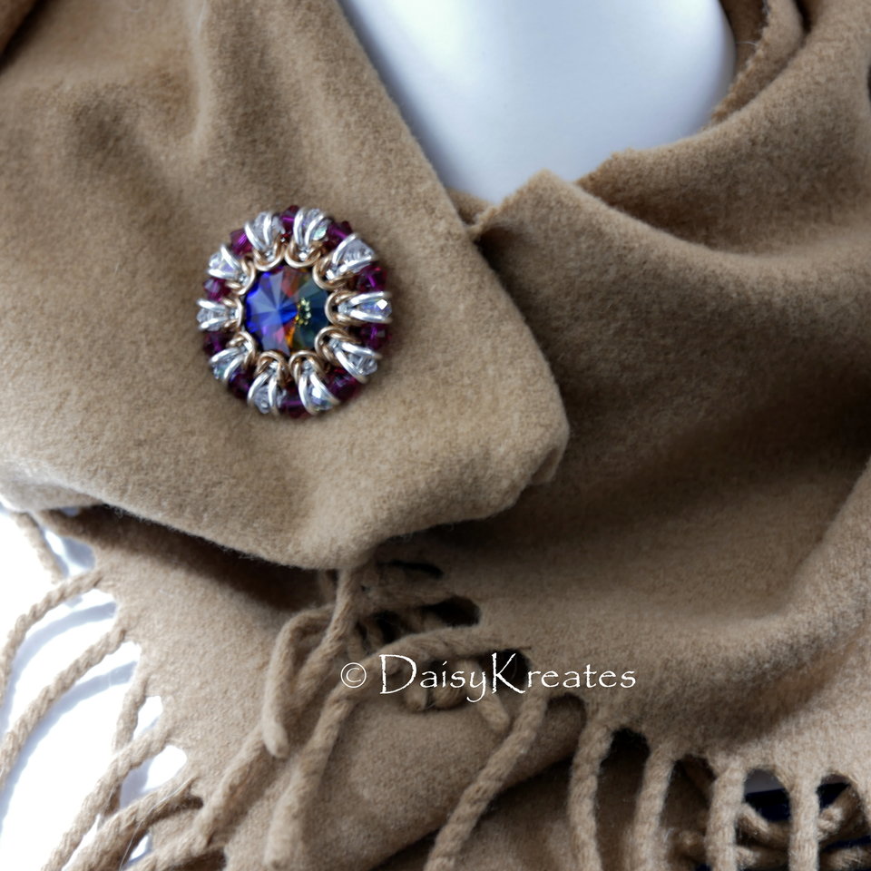 Helios Sunburst scarf pin with Swarovski Volcano crystals