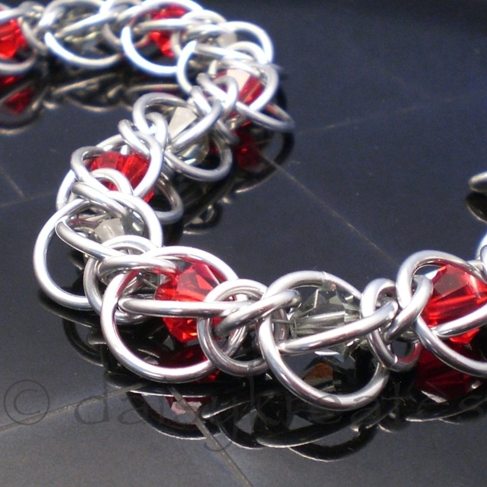 Half Persian 3 in 1 - Crystal Flannel Bracelet in Red and Grey