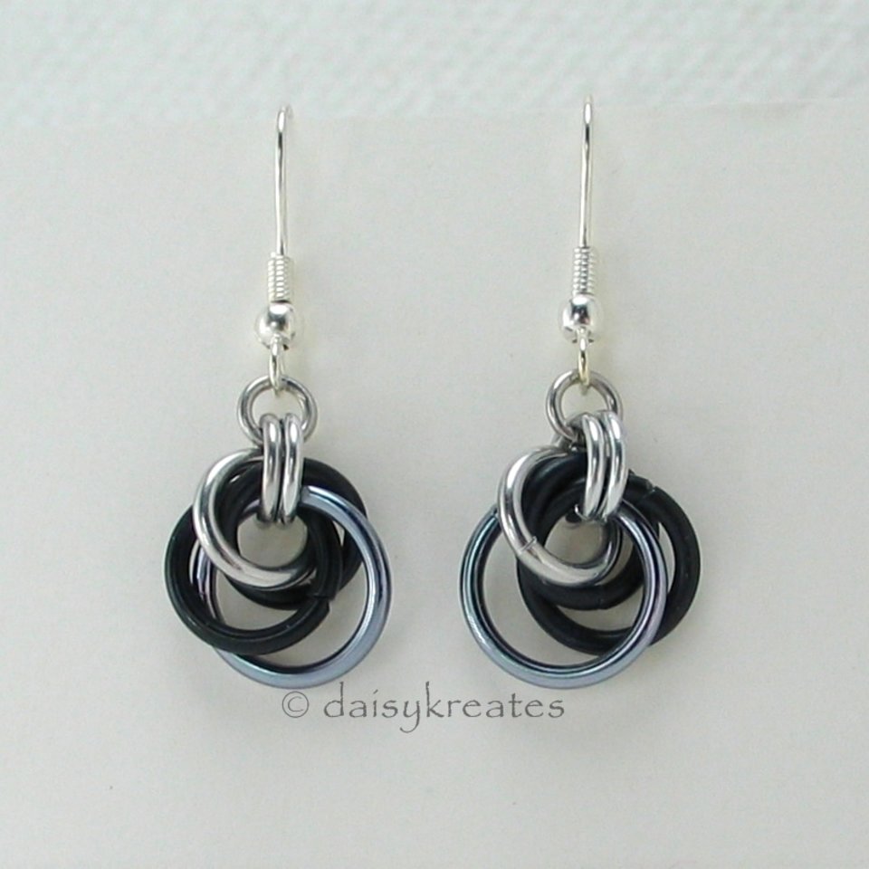 Petite Tea Rose Earrings in Black Ice Mix