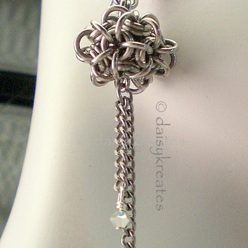 Japanese Dodecahedron Earrings in Silver Monochrome