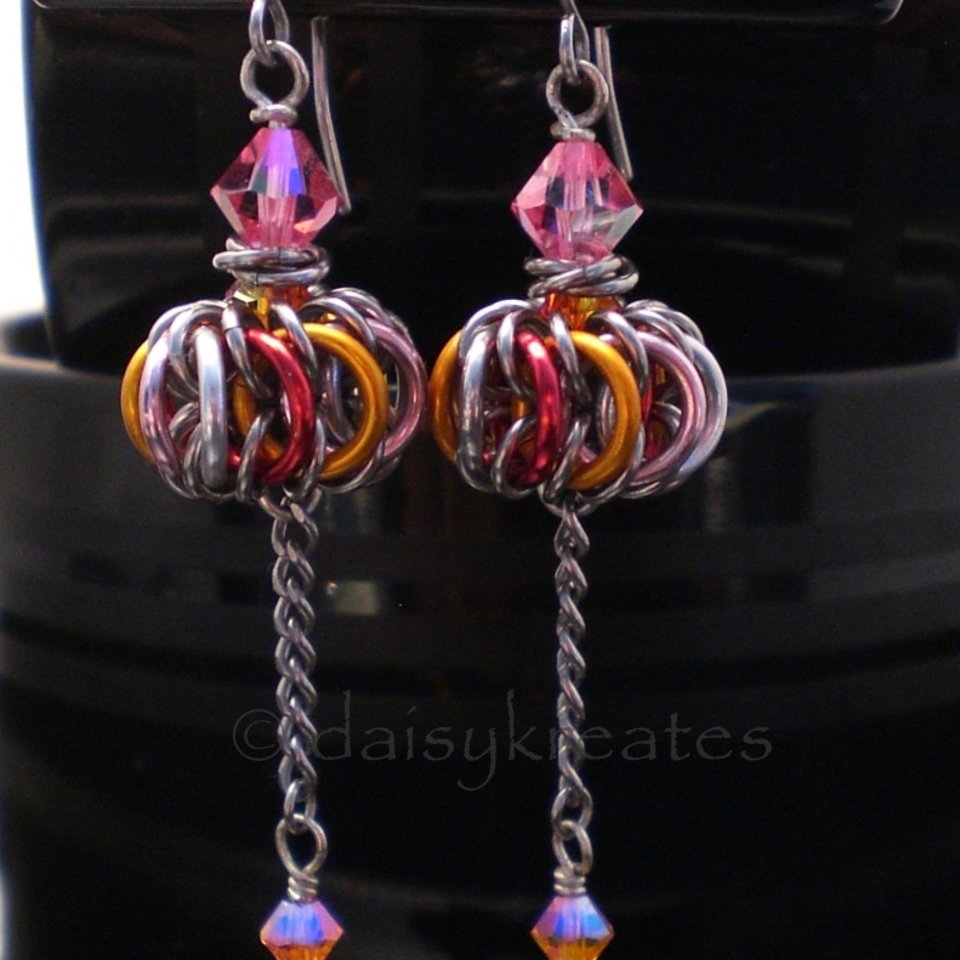 Genie Bottle Earrings in Golden Pink Orange