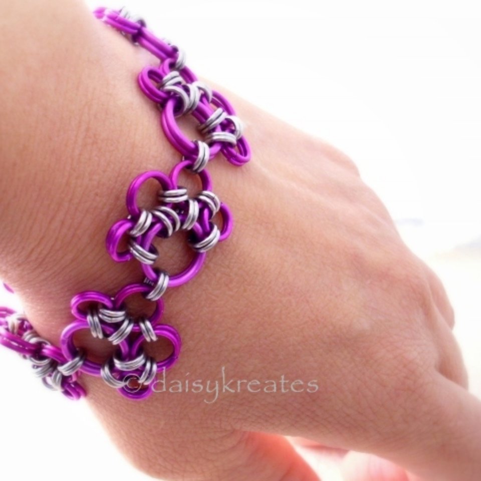 Purple Paw Prints Chainmaille Bracelet