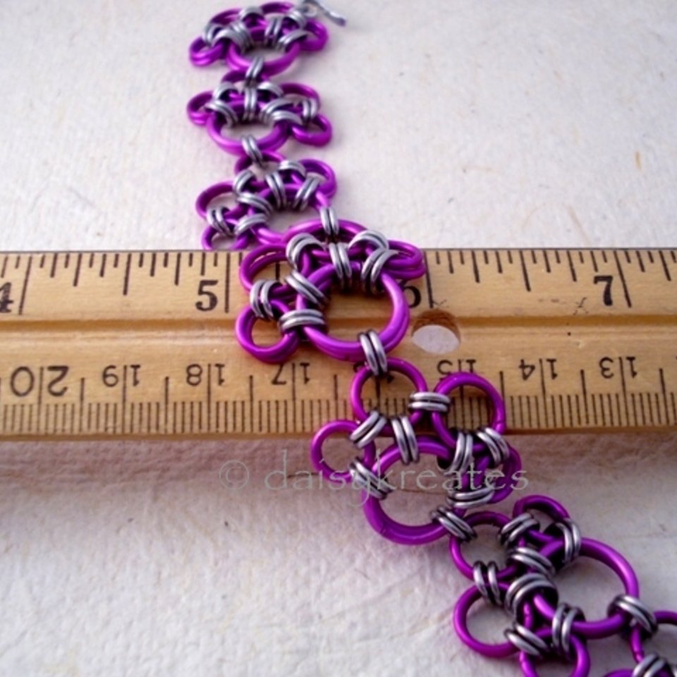 Purple Paw Prints Chainmaille Bracelet