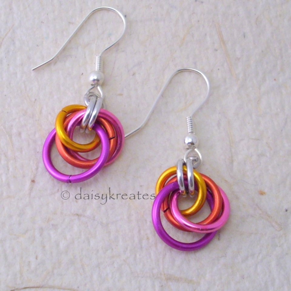 Petite Tea Rose Earrings in Red Mix