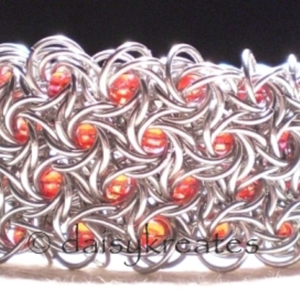 Test Product inline-edit Beaded Moorish Rose Chainmaille Cuff Bracelet
