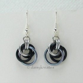 Petite Tea Rose Earrings in Black Ice Mix