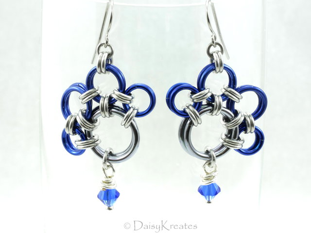 Blue Nose's PawPrints Earrings with Swarovski Crystal Bead Dangles
