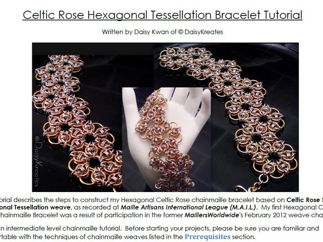 Celtic Rose Hexagonal Tessellation Bracelet Tutorial sample page