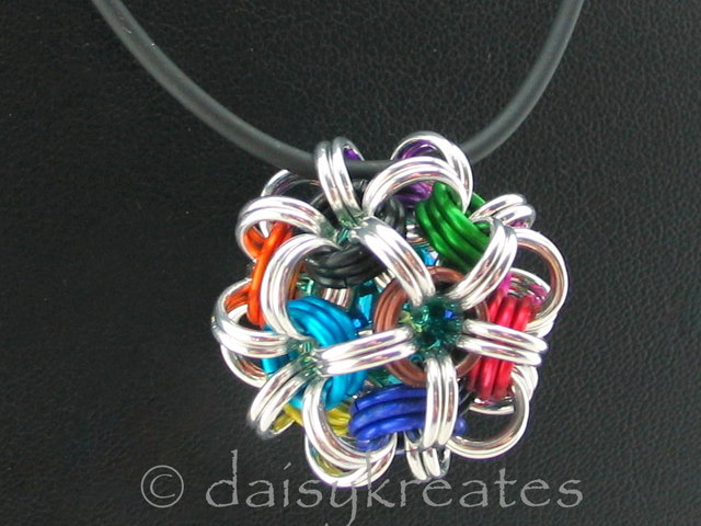 Japanese Dodecahedron Necklace on 24" rubber cord