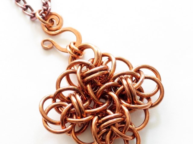 Copper Chainmaille Persephone Square Pendant